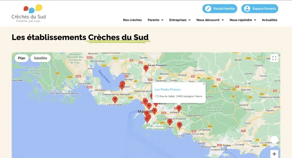 Crèches du Sud - Carte des crèches