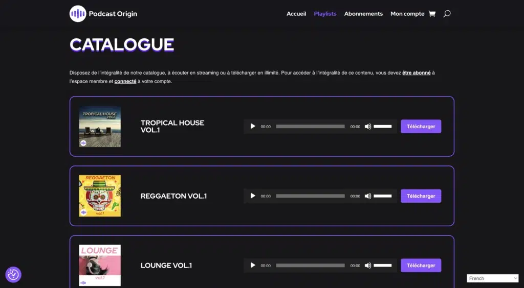 Podcast Origin - Catalogue (Abonnés)